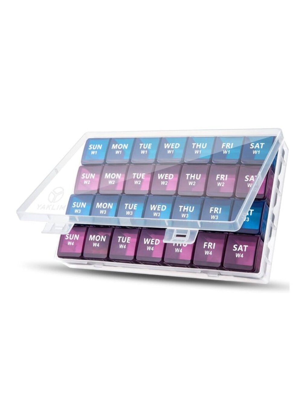 YAKLIM XL Monthly Pill Organizer - 28 Compartments, 4 Week